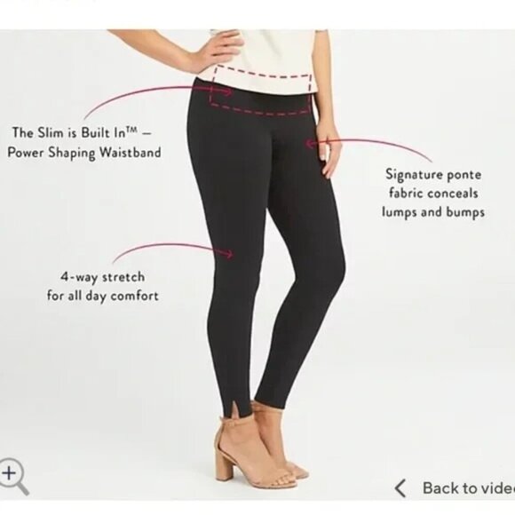 Spanx Ponte Ankle Length Slit Hem Leggings Navy - Large Petite - Picture 8 of 8